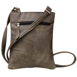 Antique Green Leather Cross Body Messenger Bag