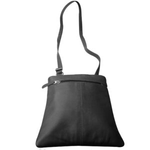 Black Leather Cross Body Messenger Bag for Men & Women