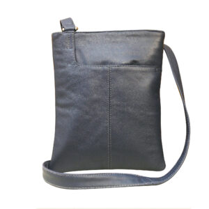 Blue Leather Cross Body Messenger Bag with Adjustable Strap
