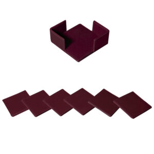 Maroon Luxury Tea & Coffee Coasters Set of 6 Holder