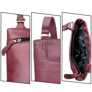 Luxury Maroon Leather Shoulder & Cross Body Messenger Bag