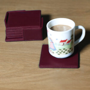 Maroon Luxury Tea & Coffee Coasters Set of 6 Holder