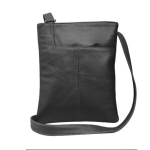 Black Leather Cross Body Messenger Bag for Men & Women