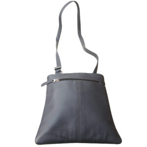 Blue Leather Cross Body Messenger Bag with Adjustable Strap