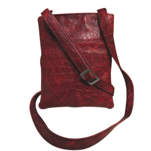 Crocodile Maroon Leather Cross Body Messenger Bag – Luxury