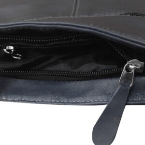 Blue Leather Cross Body Messenger Bag with Adjustable Strap