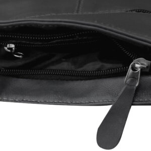 Black Leather Cross Body Messenger Bag for Men & Women