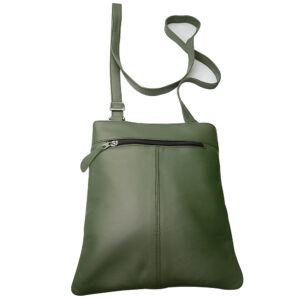 Dark Green Leather Cross Body Messenger Bag – Premium Style
