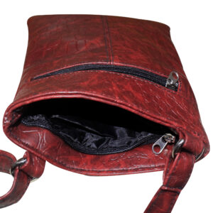 Crocodile Maroon Leather Cross Body Messenger Bag – Luxury