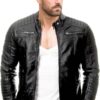 Men's Black Vintage Café Racer Quilted Leather Jacket