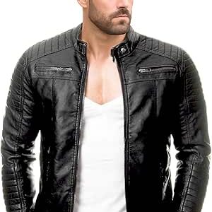 Men's Black Vintage Café Racer Quilted Leather Jacket