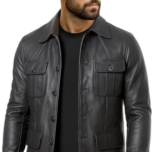 Men's Genuine Leather Blazer Vintage Jacket