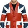 Union Jack UK Flag Men's Leather Vintage Blazer Style Jacket