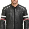 Men's Quilted Retro Café Racer Leather Jacket