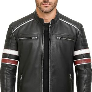 Men's Quilted Retro Café Racer Leather Jacket