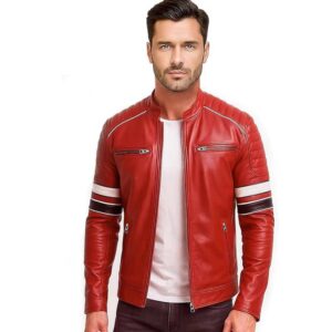 Cafe Racer Leather Jacket Vintage Motorcycle Style Retro Zip Up Real Sheepskin Jackets