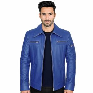 MENS GENUINE LEATHER JACKET SLIM FIT BLACK BROWN REAL BIKER RETRO NEW