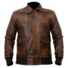 Men's A2 Bomber Distressed Brown Leather Jacket