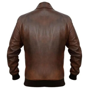 Mens A2 Bomber Distressed Brown Leather Jacket back