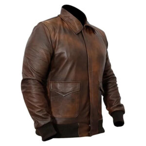 Mens A2 Bomber Distressed Brown Leather Jacket right