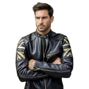 Men’s Café Racer Union Jack Vintage Biker UK Flag Jacket