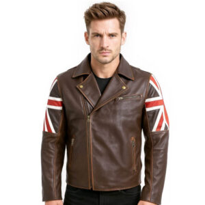 Men’s Café Racer Union Jack Vintage Biker UK Flag Jacket