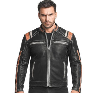 Mens Grey Leather Jacket