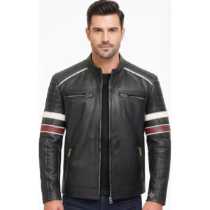 Men’s Quilted Retro Café Racer Leather Jacket