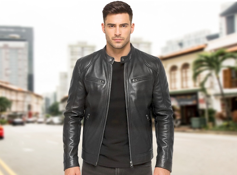 mens leather jacket cate banner