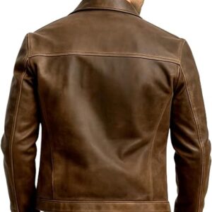 Alternative view of Mens Zipper Brown Leather Jacket (Custom order)