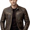 Mens Genuine Leather Winter Warm Motorcycle Vintage Jacket