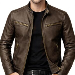 MENS BROWN LEATHER JACKET 6