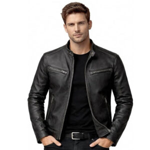 Alternative view of Mens Genuine Leather Winter Warm Motorcycle Vintage Jacket