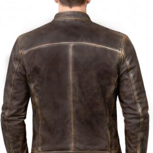 Mens Genuine Jacket Real Leather Jackets For Men Mens Vintage Leather Bomber Jackets Motorcycle Jacket For Men