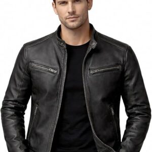 Mens Genuine Leather Winter Jacket Real Leather Jackets For Men Mens Vintage Leather Bomber Jackets Motorcycle Jacket For Men