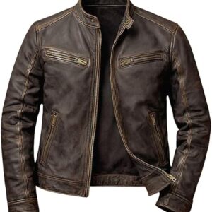 Real Leather Jackets For Men Mens Vintage Leather Bomber Jackets Motorcycle Jacket For Men