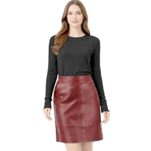 maroon leather new skirt