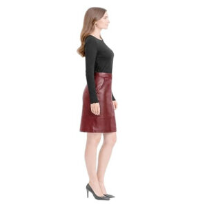 maroon leather skirt
