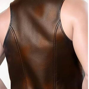 Mens Bartender Two Ton Leather Open Front Vest neww