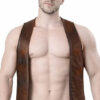 Mens Bartender Two Ton Leather Open Front Vest