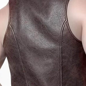 Mens Bartender Dark Brown Leather Open Front Vest NEW BROWN VEST DARK BROWN