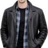 Men's Mid Length Genuine Leather Blazer Trench Vintage Overcoat