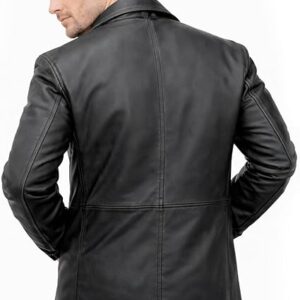 mens vintage black coat new leather coat