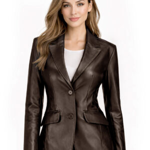 Women's Leather Blazer Jacket - Formal & Casual Coat 1 2