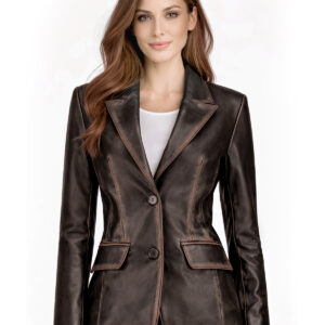 Women's Leather Blazer Jacket - Formal & Casual Coat 1 3