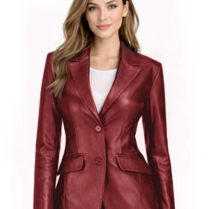 Women's Leather Blazer Jacket - Formal & Casual Coat 1 4