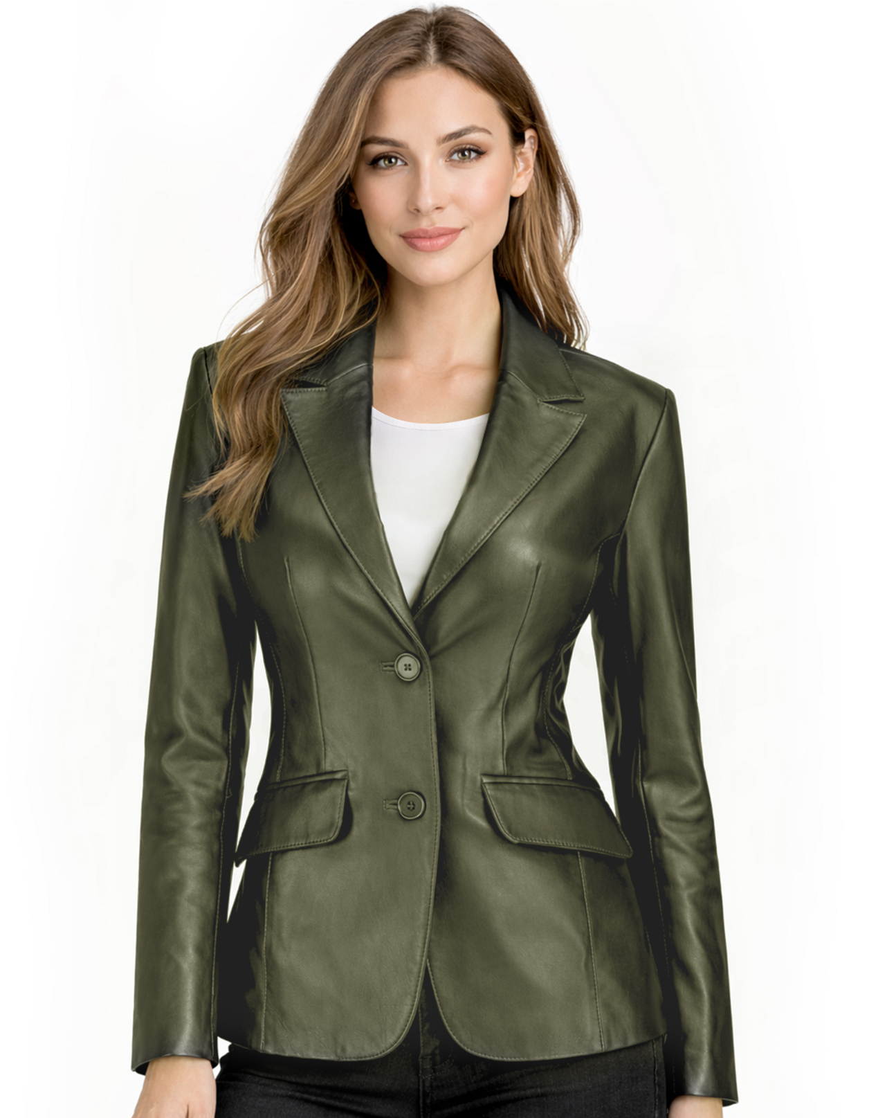 Women's Leather Blazer Jacket - Formal & Casual Coat Women's Leather Blazer Jacket - Formal & Casual Coat - Image 22