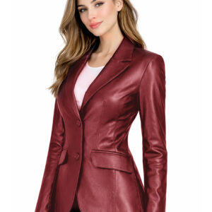 Women's Leather Blazer Jacket - Formal & Casual Coat 2 4