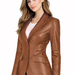 Women's Leather Blazer Jacket - Formal & Casual Coat 2 6