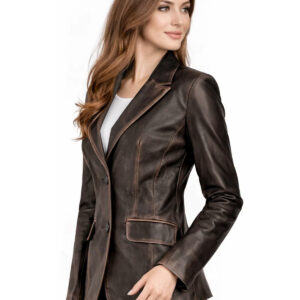 Women's Leather Blazer Jacket - Formal & Casual Coat 3 2